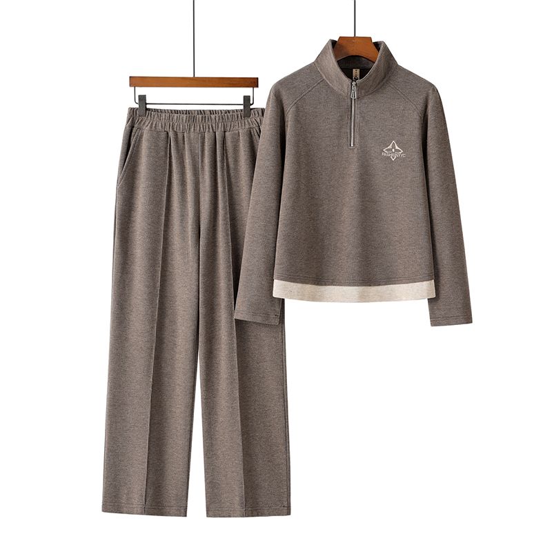 

Middle-Aged and Elderly Sports Set Women Slimming Small Mother Spring Hoodie Two-piece Set Temperament New Western Style Top Curry color 5XL