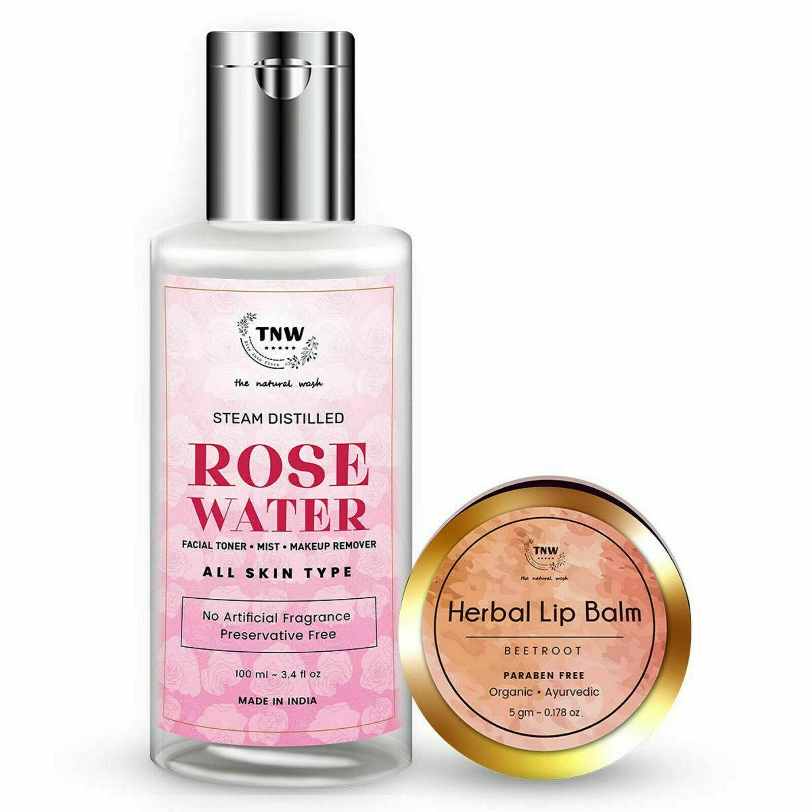 

TNW The Natural Wash Rose Water 100ml & Herbal Lip Balm 5gm For Hydrated Skin AN1535