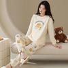 Ensemble de Pyjama pour Femme 100% Coton – Respirant, Absorbant la Sueur, Manches Longues Col Rond pour Porter à l'Intérieur et à l'Extérieur (Automne hiver)