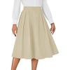Damska Spódnica Midi Retro z Wysokim Stanem, Plisowana z Tyłu na Sznurki, Rozkloszowana o Kroju A