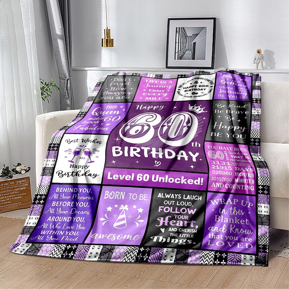 1pz Coperta Celebrazione Felice 60° Compleanno Morbida e Calda per Divano Ufficio Campeggio Viaggio Soggiorno Ottimo Regalo per Amici e Famiglia Confortevole