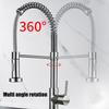 Polished Stainless Steel Black Single Handle Kitchen Basin Faucet 360 Rotating Cold and Hot Water Mixer Tap Deck Mounted
