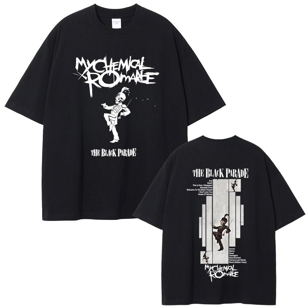 

2026 My Chemical RoUnisexce The Black Parade Album Graphic Oversized T Shirt Unisex Women Punk Emo Rock Tshirts Vintage Short Sleeve M