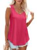 European & American Women's Summer Crew Neck Eyelet Sleeveless Tank Top T-Shirt