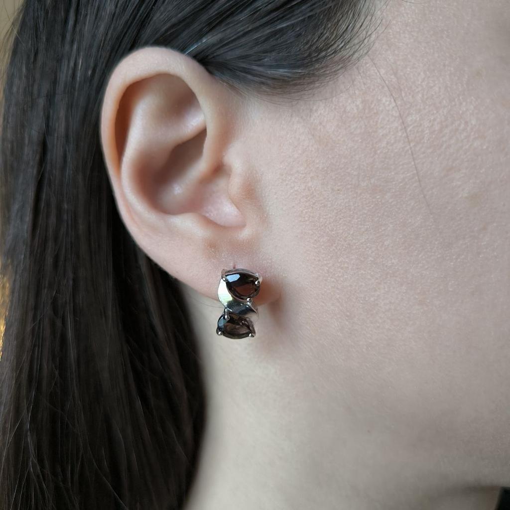 Silver Earrings with Natural Rauchtopaz (smoky Quartz) 3.842ct (2178880)