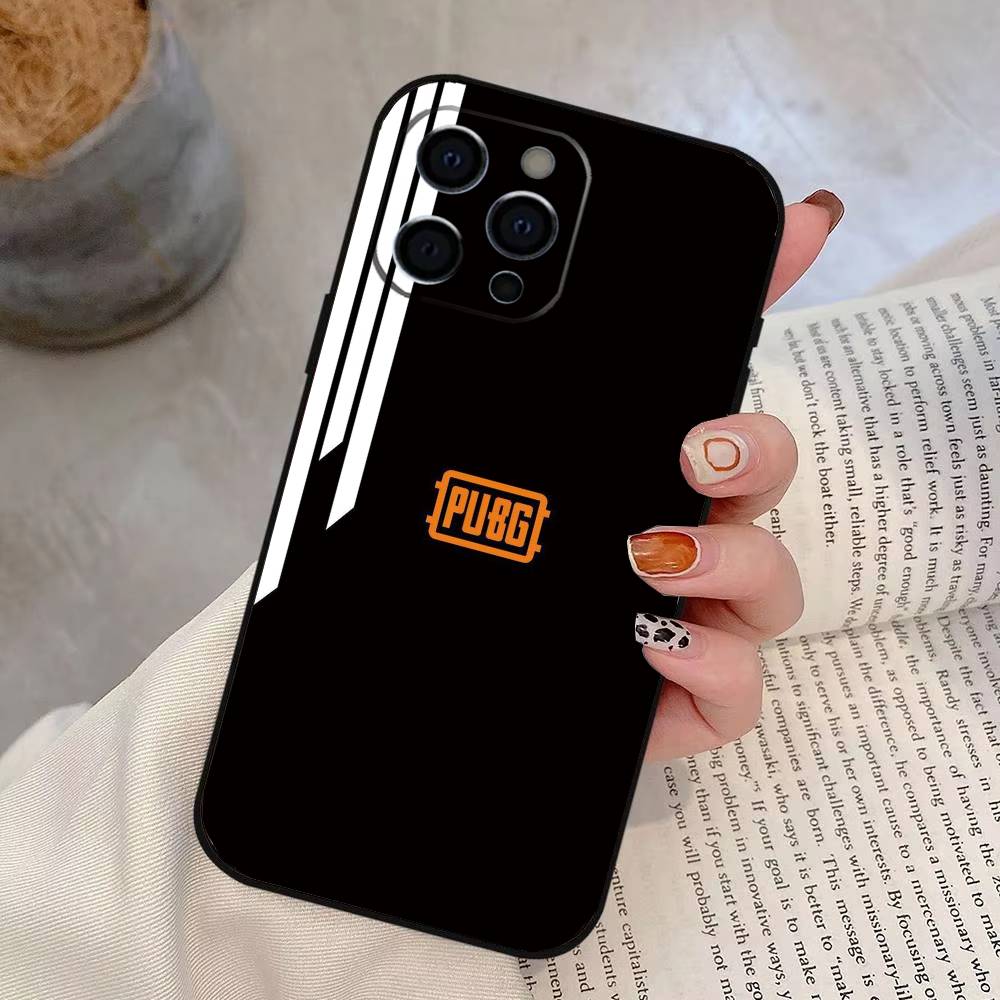 Spiel P-U-B-G Handyhülle Für iPhone 17, 16,15,14,13,12,11 Plus,Pro Max, Andere Weiche Schwarze Hülle