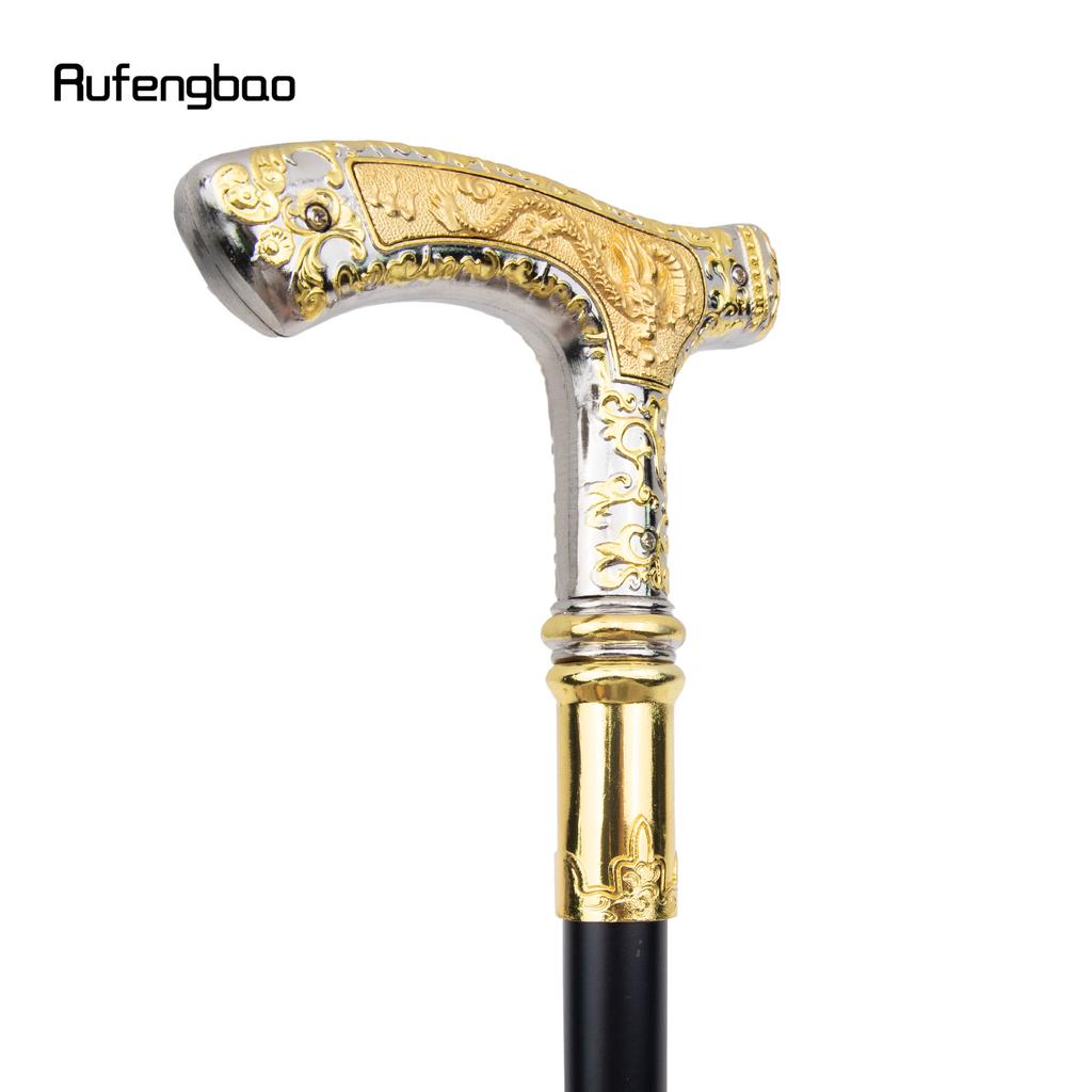 Golden White Dragon Luxury Pattern Walking Stick Party Fashion Elegant Walking Stick Decorative Cospaly Cane Knob Crosier 89cm