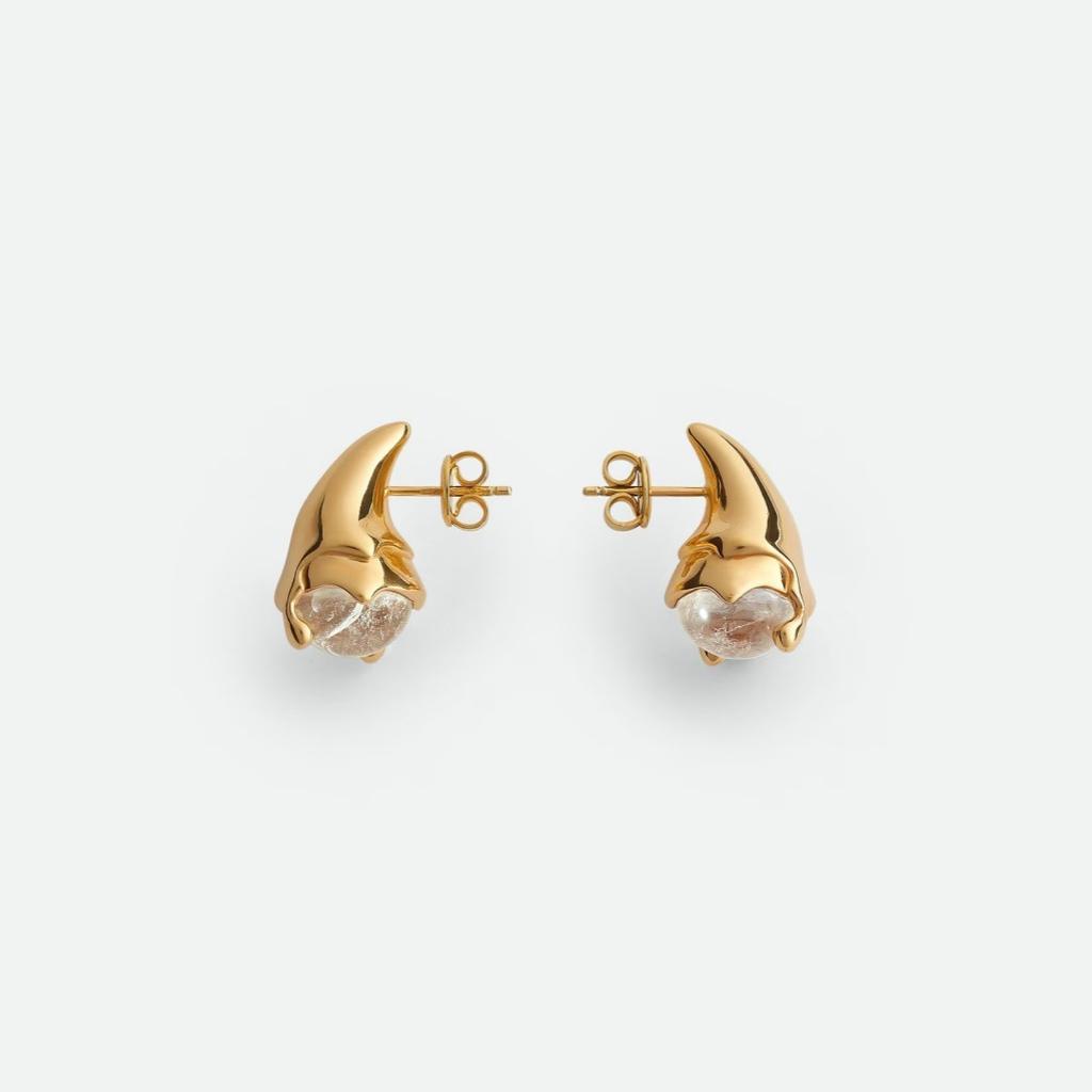 Metal Inlaid Water Drop Glass Beads S925 Silver Needle Stud Earrings Simple Sweet Cool Style Personalized Fashion Earrings