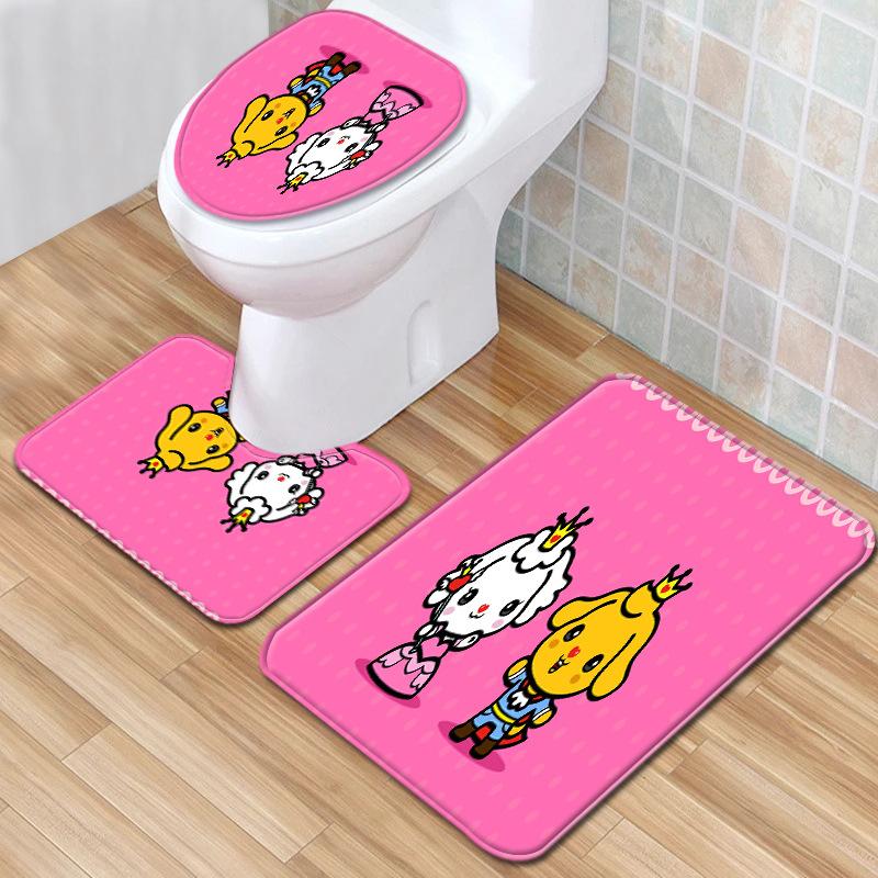 Animation Bathroom Floor Mat Three-Piece Bathroom Carpet Toilet Mat Set Door Mat Bathroom Non-Slip Mat