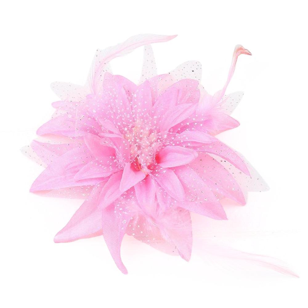 

Fashion Brooch Feathers Hair Clip Flower Beads Bridal Hairpin Headdress Corsage Feather Wrist Flower for Dance Performance розовый