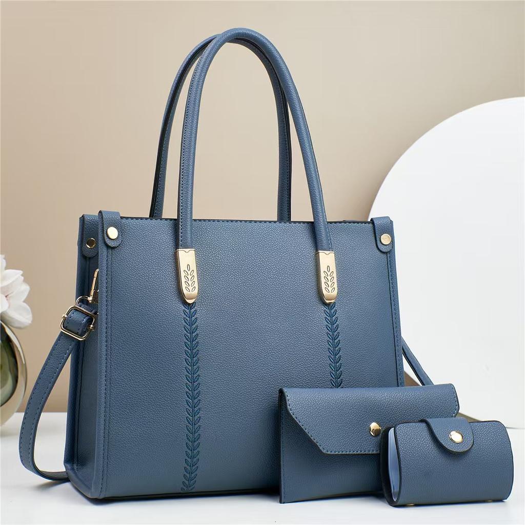2026 New Women's Solid Color Three-piece Fashion Atmospheric Shoulder Bag Large Capacity Crossbody Women's Bag Straight Hair