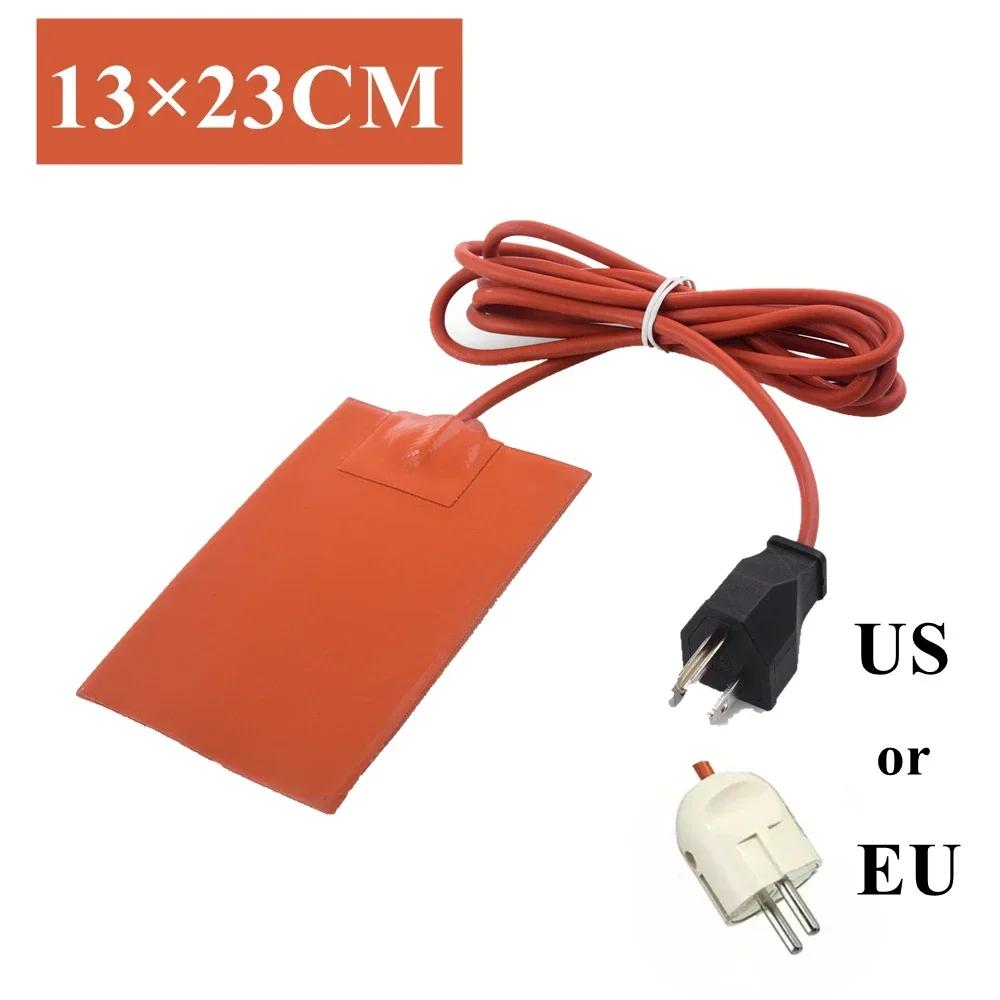 Car Engine Oil Pan Sump Tank Heater Plate Silicone Heating Pad US/EU Plug Rubber Heat Mat Heated Bed Plate Flexible Waterproof