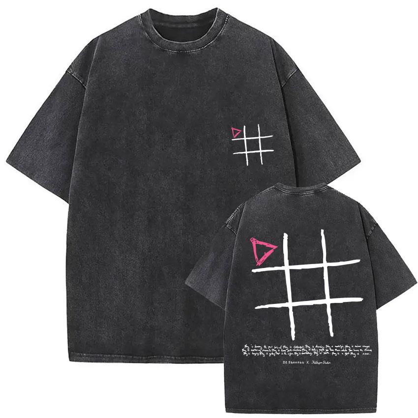 Vintage Washed Ed Sheeran Play Tour 2026 Pop Music TShirt Men Women Harajuku Fashion Fans Oversized T Shirt Hip Hop Streetwear