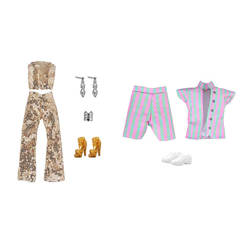 Ropa de Muñeca de 30 cm 11 Pulgadas Vestido a Cuadros Top de Lentejuelas Pantalones Accesorios de Ropa a Rayas Juguetes para Niñas Regalo