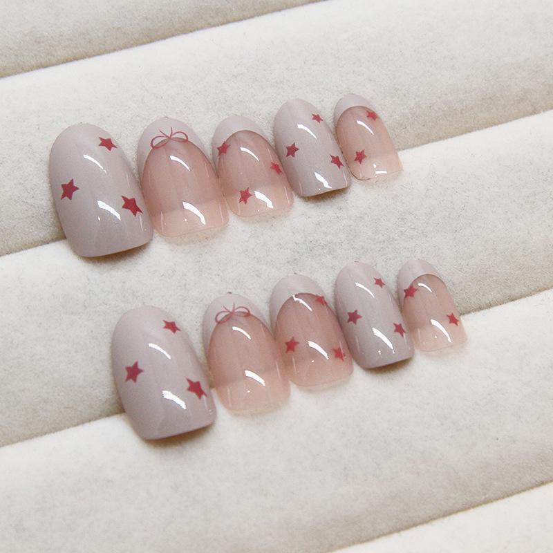 Wearing nail pieces French bow removable nail pieces Nail art patch Nail pieces Simple fake nail pieces 24 pieces