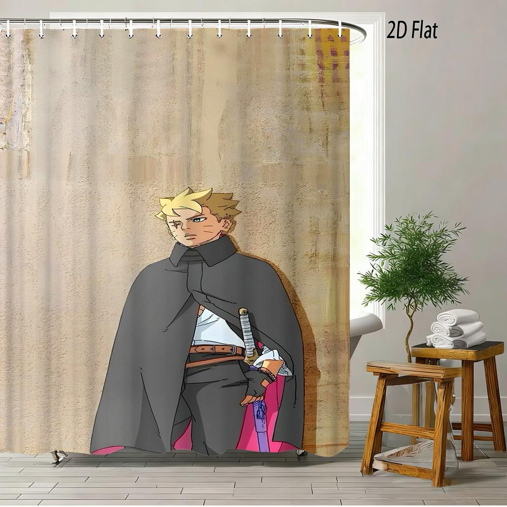 

2D Flat Naruto Anime Hinata Hyuga Byakugan Yoga Pose Print Waterproof Shower Curtain For Bathroom Decor W60H190(CM)-1 Pcs