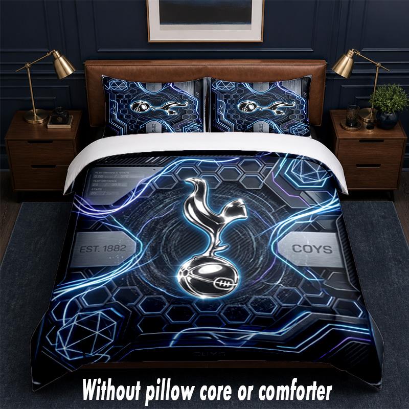 Tottenham Hotspur Design Bett Bettwäsche Set 1 Bettbezug + 2 Kissenbezüge Weich Atmungsaktiv Haushalt Bettwäsche