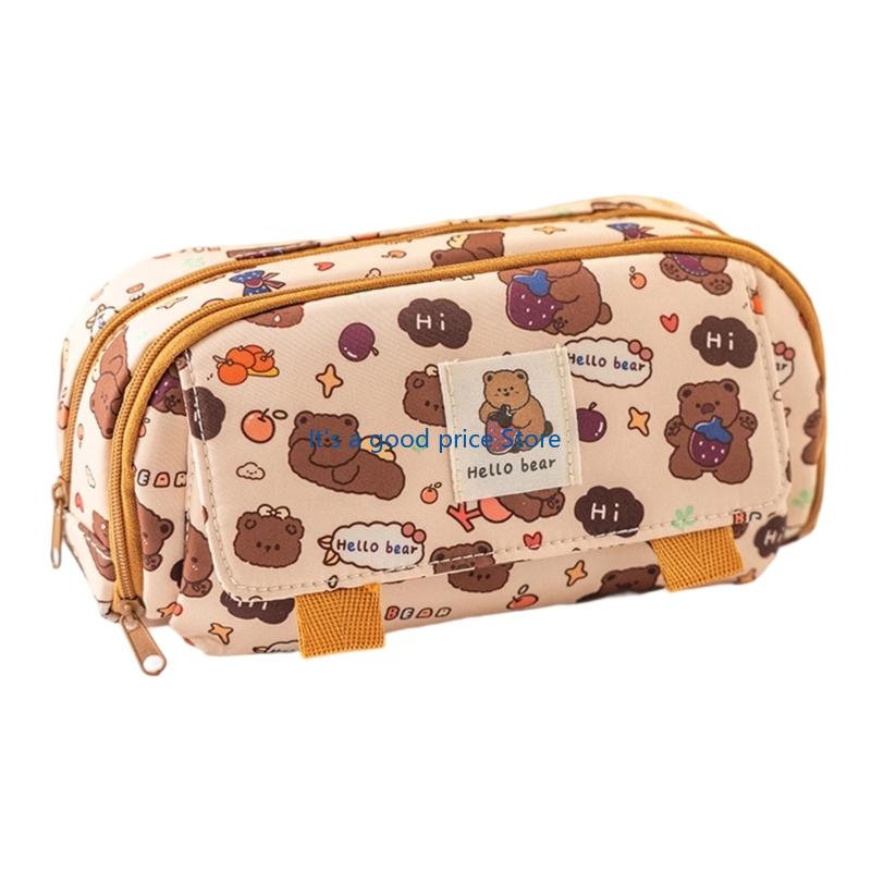 Lovely Capybara Pen Bag School Pencil Organizers Large Capacity Pencil Case For Erasers Markers Scissors Storage