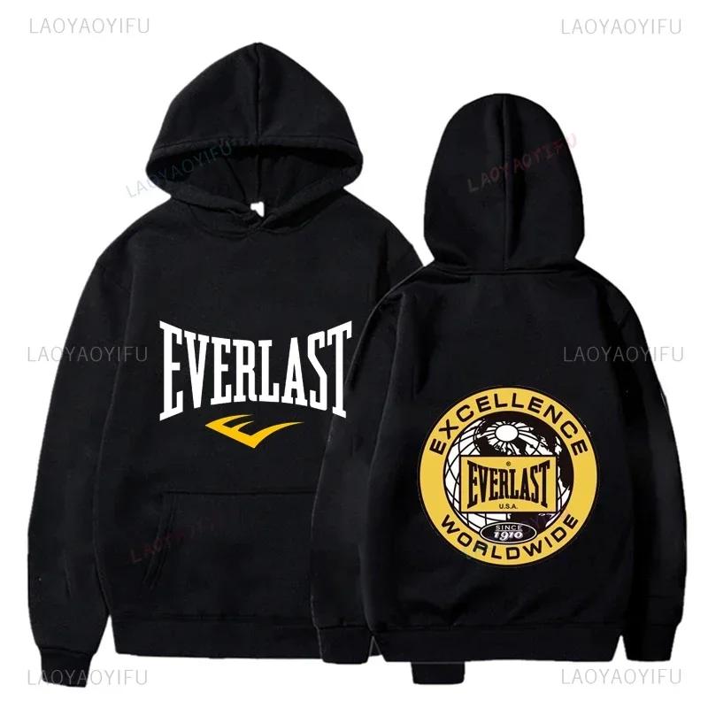 Funny Leisure Everlast Logo Font Graphic Hombre Sweatshirt Pullover Male black Hoodies Hot Product Classic Harajuku Streetwear