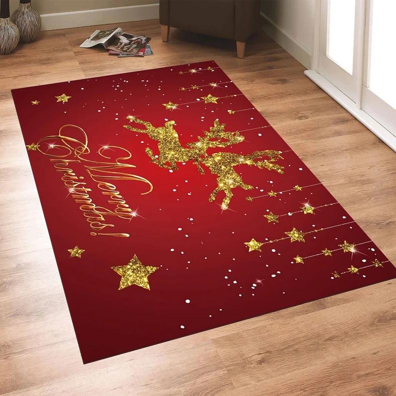 

Noel Merry Christmas Rug Christmas Santa Claus and Snowmain Rug Christmas Gift Xmas Carpet Rugs for Living Room Home Decor 40x60cm