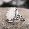 Cao Shi Women's Exaggerated Punk Style Moonstone Oval Engagement Ring