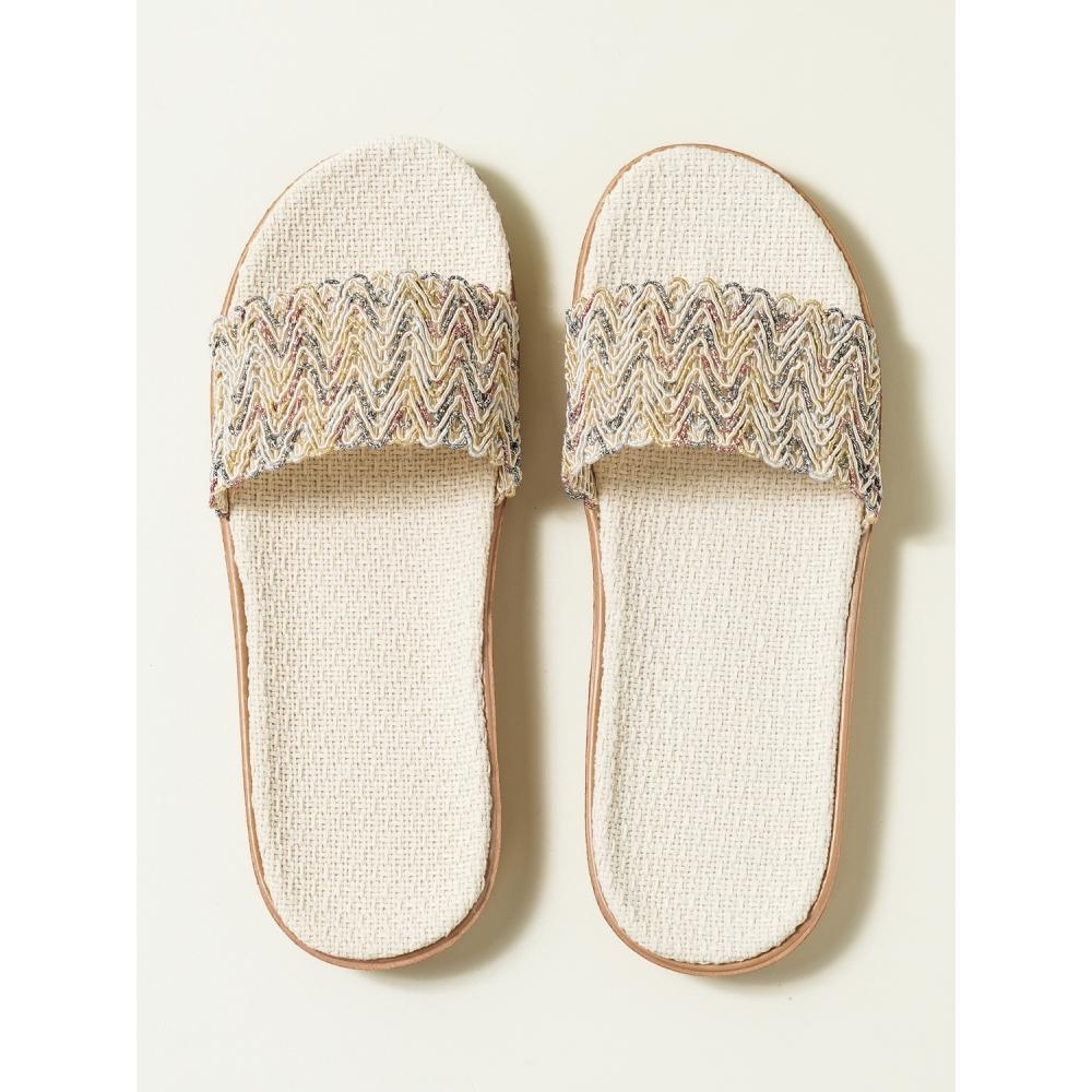 Daiso Ripple Weave Linen Slippers 250 Mm