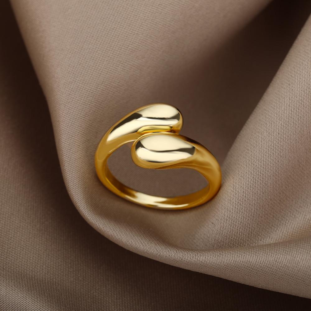 Stainless Steel Rings for Women Waterproof Open Gold Color Ring Wedding Couple Band Jewelry Gifts Items Anillos