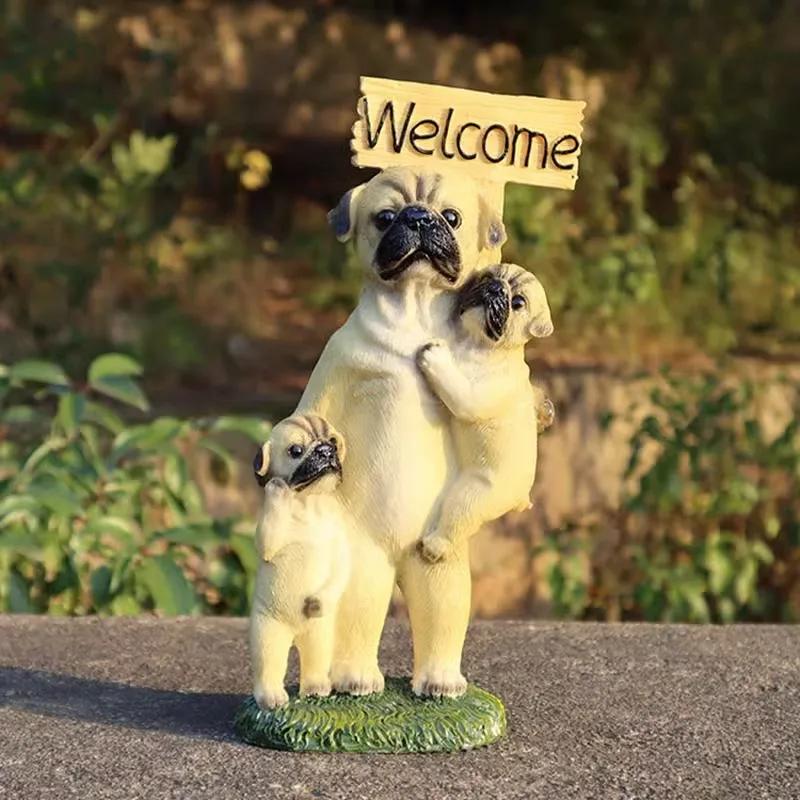 

Pug Sculpture Home Decoration Ornaments Simulation Golden Retriever Yorkshire Chihuahua Resin Statue Garden Wedding Decoration