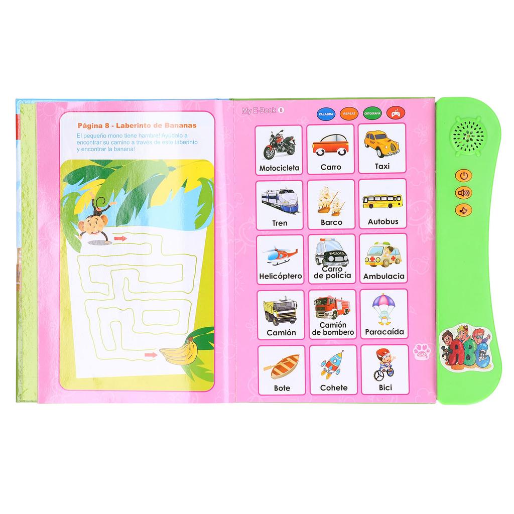 Electronic Sound Book Spanish Language Animal Fruit Numbers Learning Kids Educational Toy