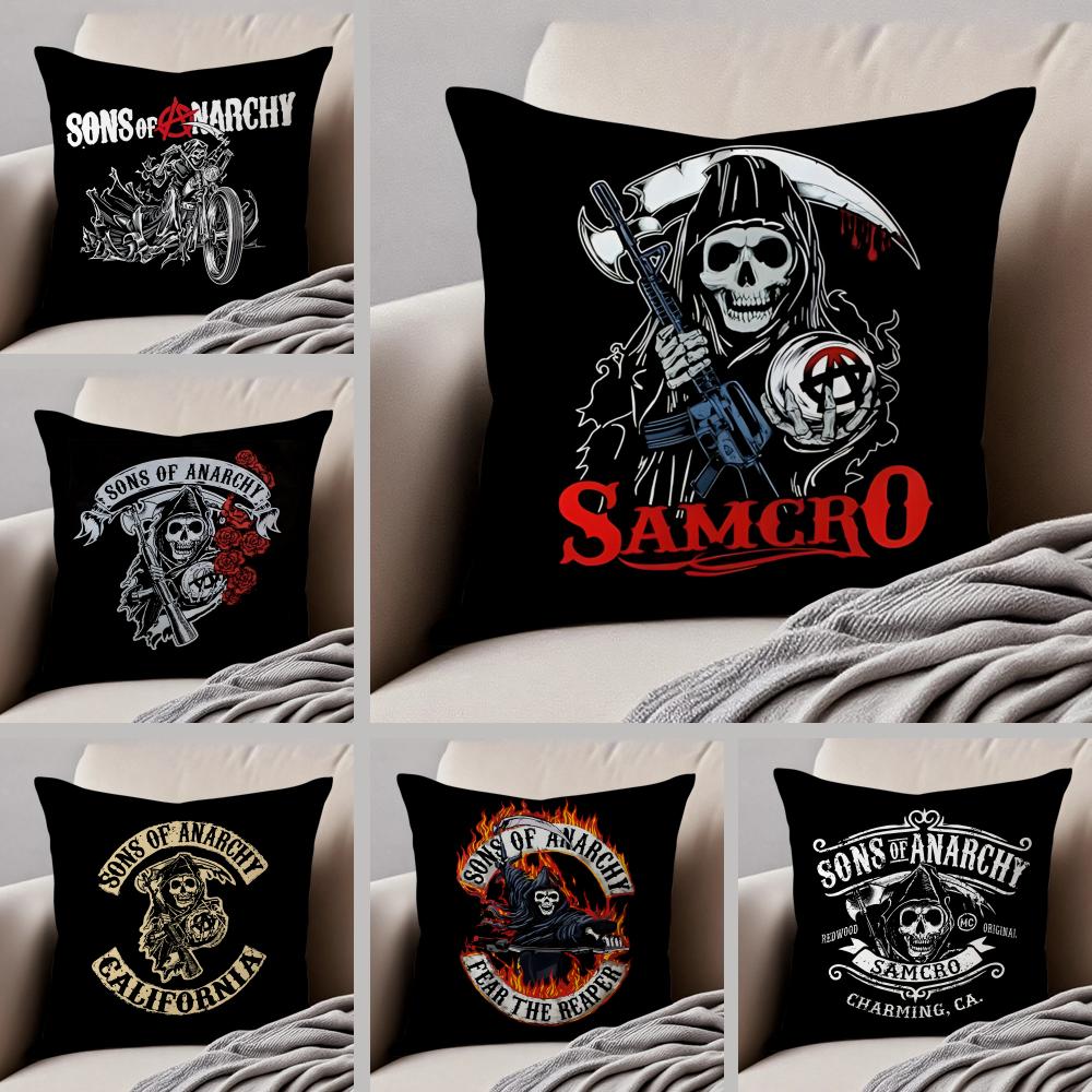 American Biker Drama SSons of Anarchy Cushion Cover Throw Pillow Cover Hidden Button Durable Polyester Chair Cushion