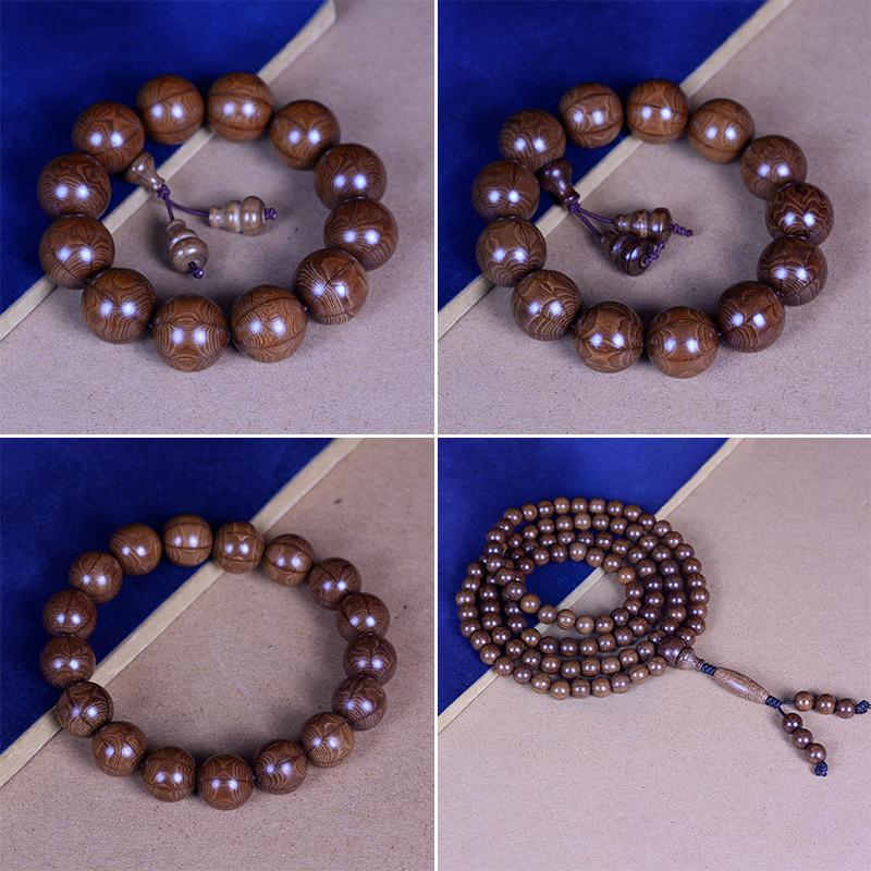 Boutique Six-way Wood Old Material Bracelet, Dragon-lowering Wood, Nine-way Wood Wenwan Wooden Buddha Beads, Rosary Beads