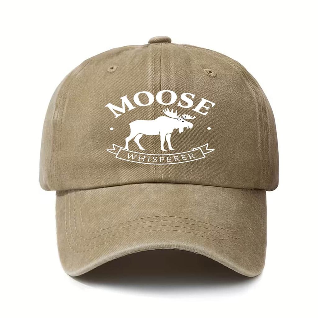 Unisex Moose Print Corduroy Baseball Cap Fashionable Casual Outdoor Hat