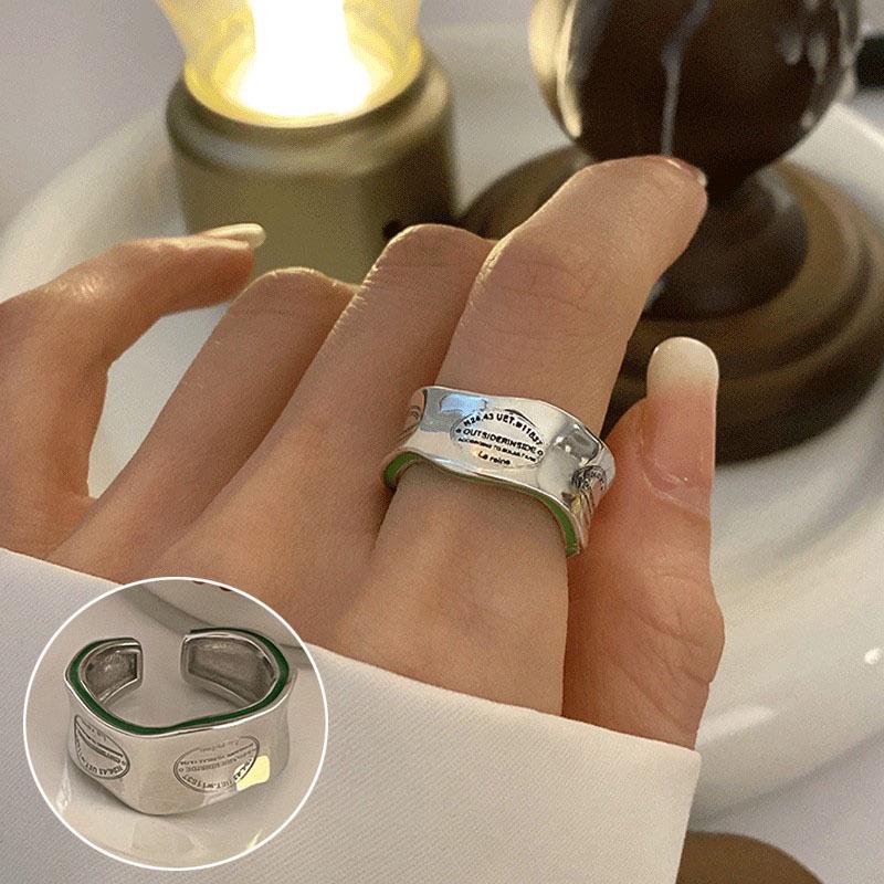 S925 Silverpläterad minimalistisk flerlagers öppen ring för kvinnor