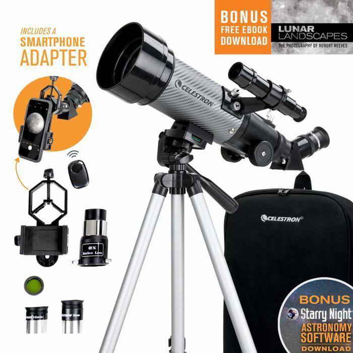 Télescope réfracteur - celestron - 22035 - 70 mm - portable - adaptateur smartphone inclus