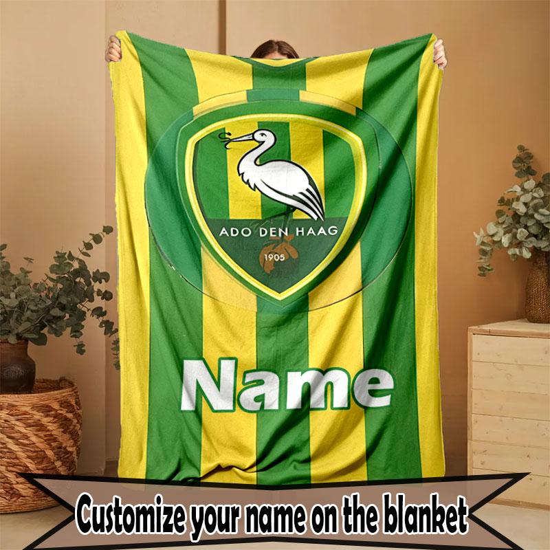 Custom Name Personalized ADO Den Haag Print Blanket, Home Decor, Bedroom, Sofa, Camping, Couch, Gifts for Birthday Christmas
