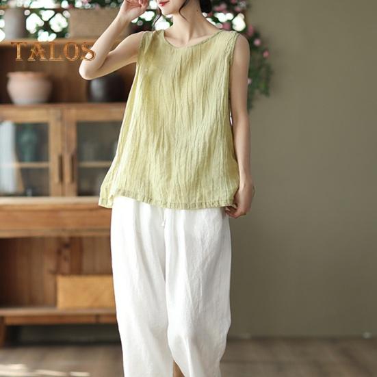 Chaleco de mujer, cuello redondo, sin mangas, color sólido, camisetas sin mangas, color sólido, ajuste holgado, chaleco deportivo fino, ropa de calle