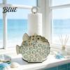 Paper Towel Holder Solid Wood Design Style Ocean with Seahorse Vertical Holder Kitchen Roll Stand Durable Wooden Crab Sailboat