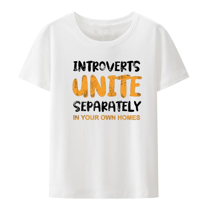 Introverts Unite Funny Graphic Short Sleeve Tee Interesting Print Tshirt Classic Camisa Streetwear Unisex Tshirts Oneck Trend S