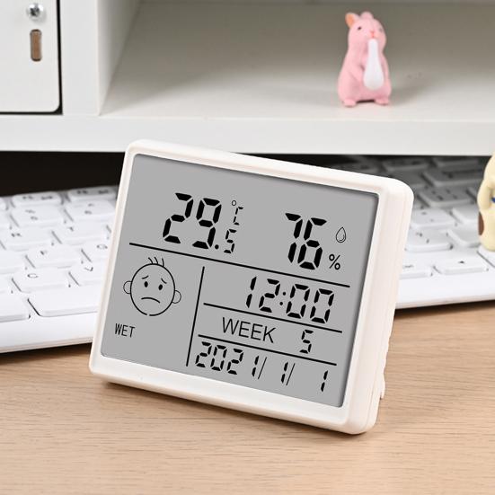 Magnetic Digital Clock with Humidity Thermometer LCD Display High Accuracy Thermo-Hygrometer Indoor Humidity Temperature Meter