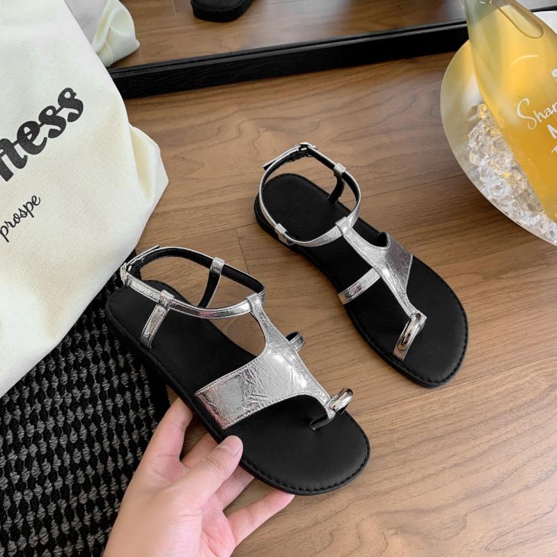 Fashion Women's Sandals Flat Cover Toe Comfortable Women's Shoes 2025 Summer New Retro Women's Casual Roman Sandals Zapatos De Mujer