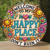 Vintage Wall Art Metal Sign Welcome To My Happy Place Home Decor Gift