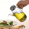 AT19-Stainless Steel No Oil Lid High-Temperature 1000ML Household Kitchen Glass Oil Pot Seasoning Bottle Container
