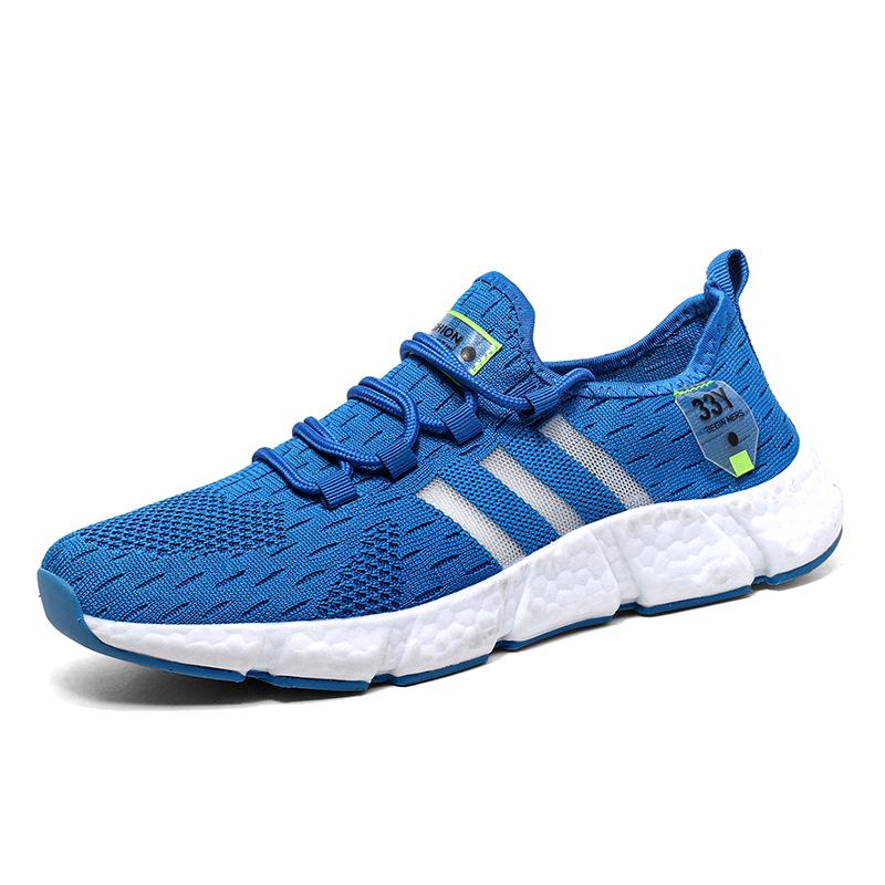 Seventeen-Color Versatile Plus Size Men's Flyknit Sneakers with Breathable Mesh and Popcorn Sole