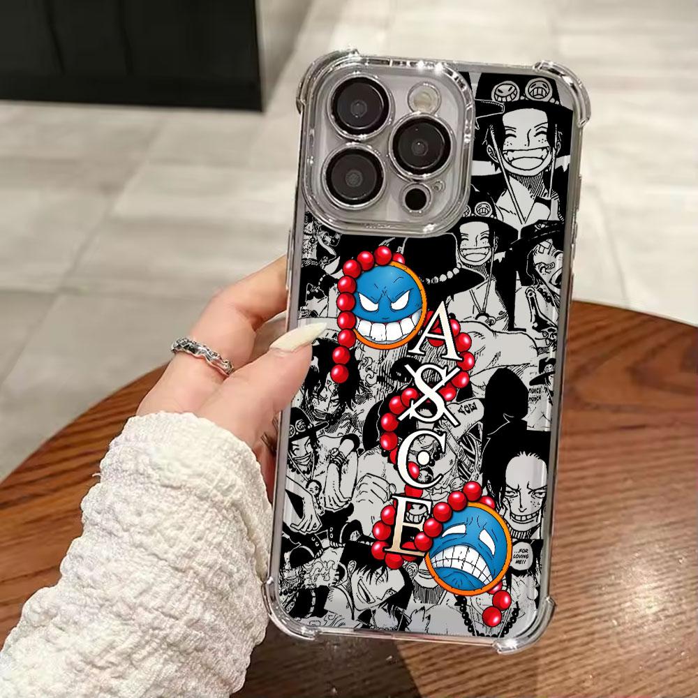Cool Portgas D Aces Plating Phone Case For Xiaomi Redmi A7 15 A3 15C 14C K50 Note 15 14 13 12 12s Pro Plus 4G5G Anti Fall Airbag