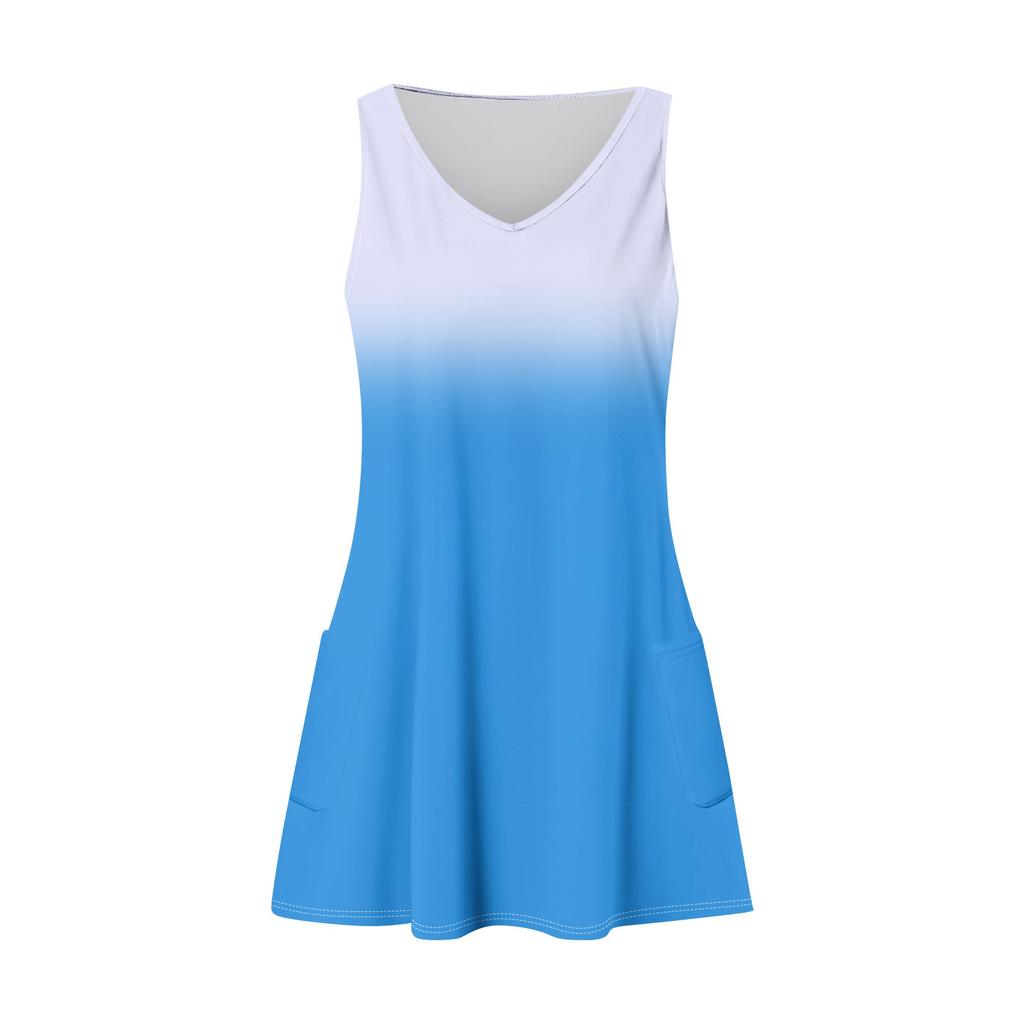 Women's Casual Sundress With Pockets Summer Boho Beach Dress  Printed Blouses For Women T-Shirts Dress V Neck Loose Tank Dresses