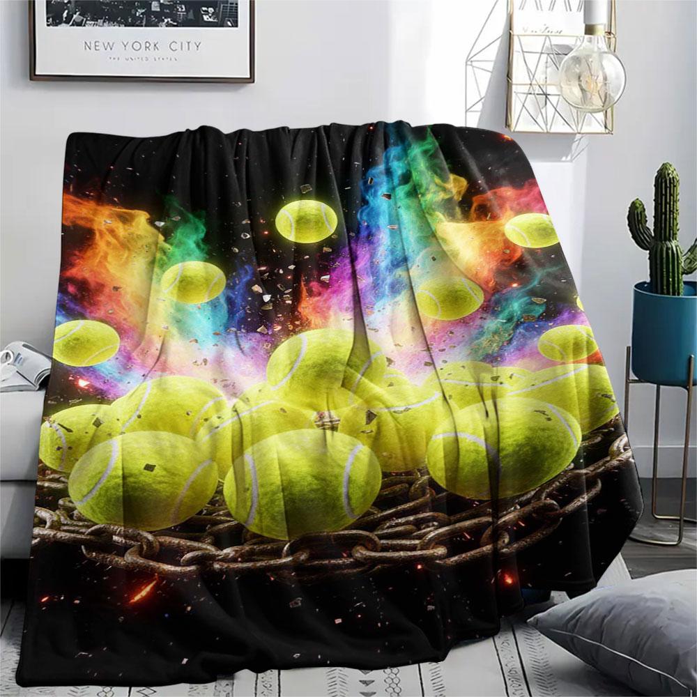 1Pc Fireball Print Flannel Blanket, High quality Comfortable for All Seasons, Home Decor, Warmth and Comfort, Perfect for Christmas Gifts