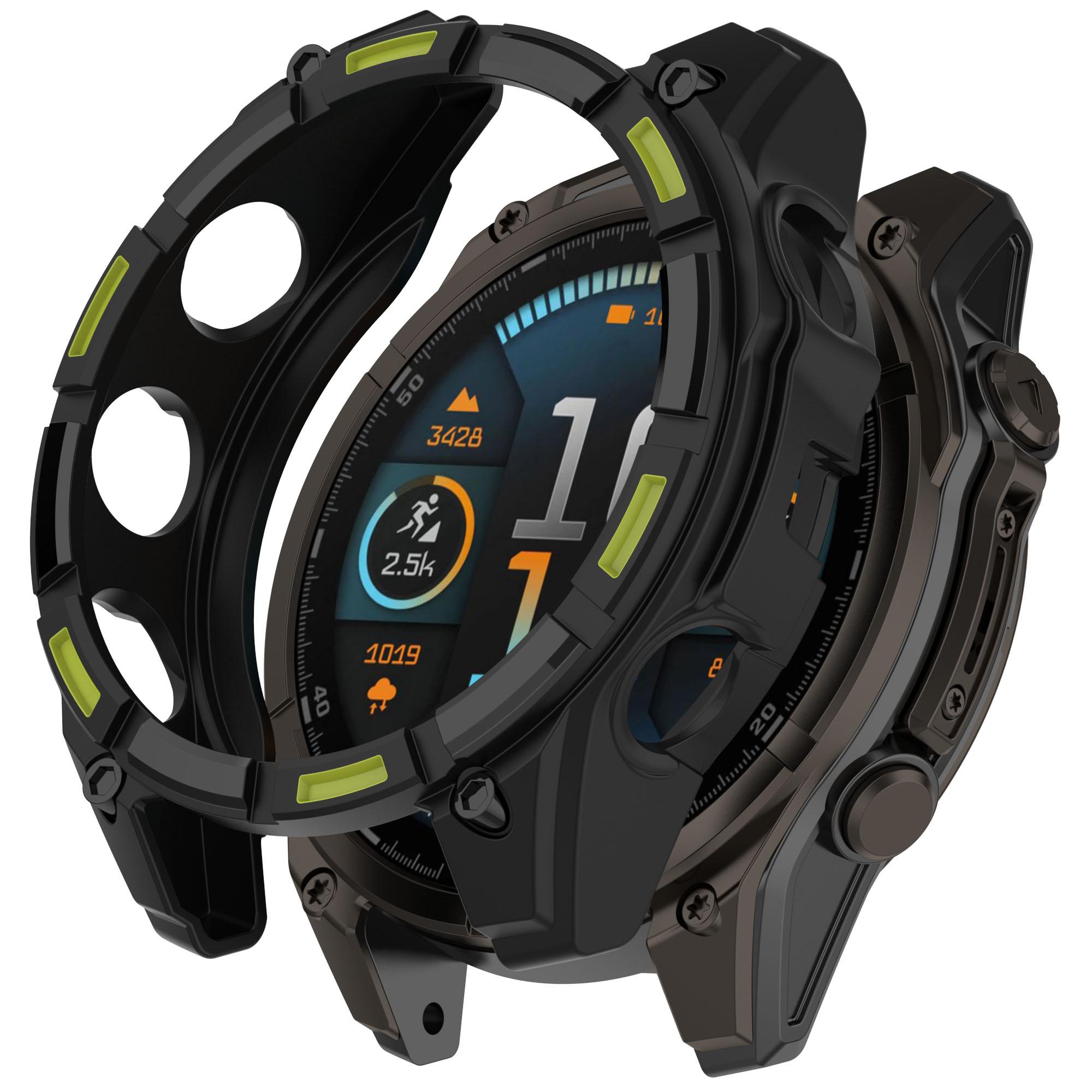 

Для Garmin Tactix 8 51мм ВЕРСІЯ SOLAR М який TPU Чохол для годинника Порожниста Протиударна Рамка-бампер Кришка Black+Green