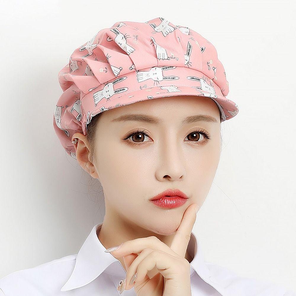 Cotton Chef Cap Flowers Potištěná hygienická čepice Prodyšná pracovní čelenka Kitchen
