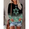Camiseta de manga larga con cuello redondo y estampado 3D de copos de nieve con temática navideña, ropa de moda para mujer, ropa informal Y2K, ropa Harajuku para mujer