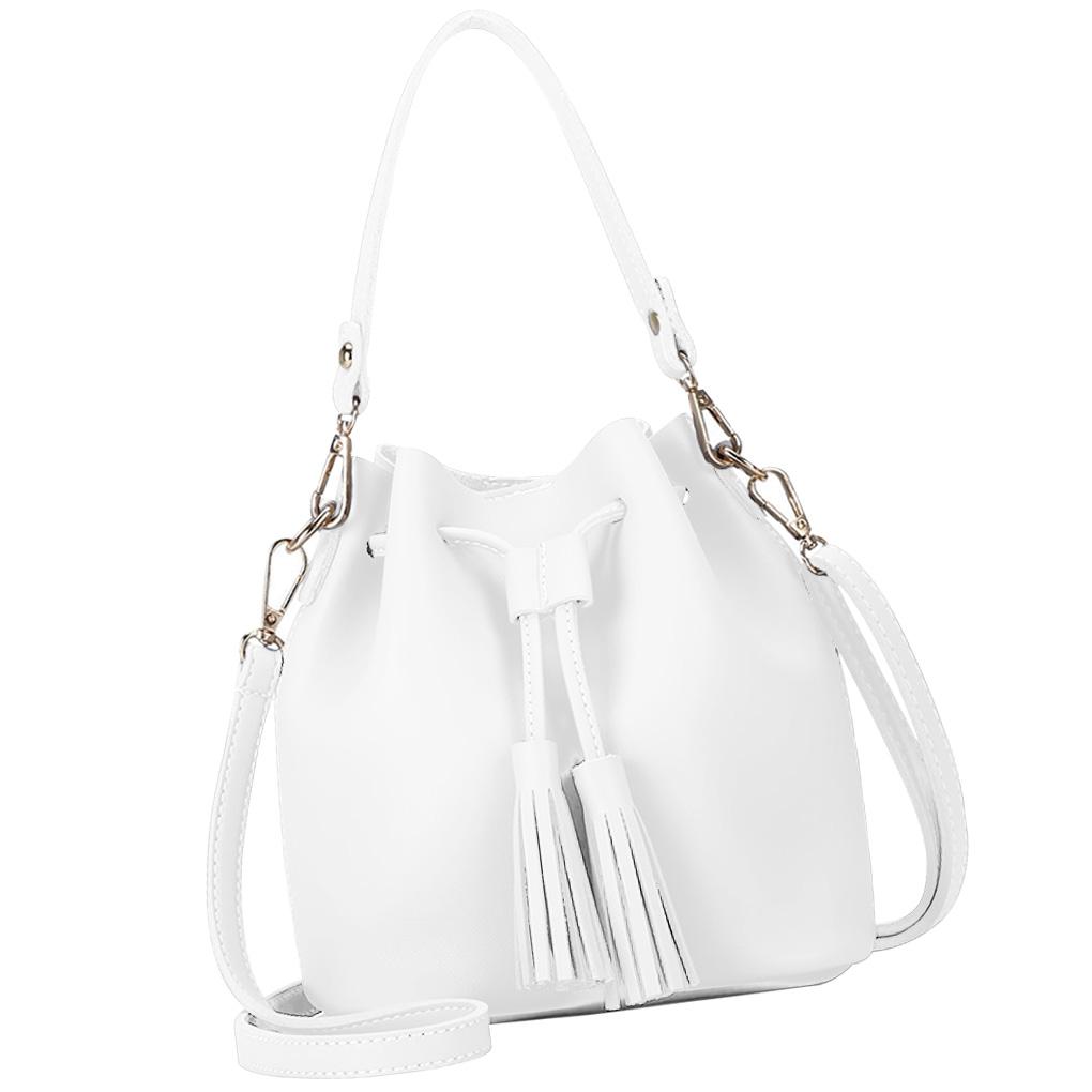 

Womail Womail Мода Женская кожаная сумочка Плечо Плечо Мессенджер Кисточки Сумка-ведро